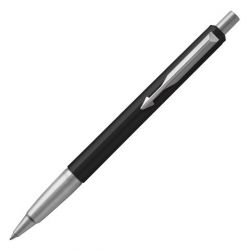 Ручка шариковая PARKER "Vector Standard Black CT", корпус черный, детали из нержавеющей стали, синяя, 2025442