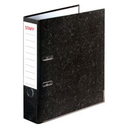 Папка-регистратор STAFF "EVERYDAY" с мраморным покрытием, 50 мм, с уголком, черный корешок, 227186