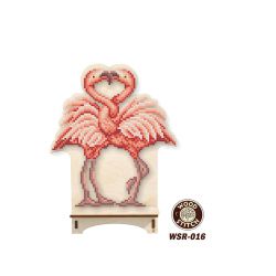 Набор для вышивания бисером WoodStitch Подставка под телефон "Фламинго", 14х20, WSR-016