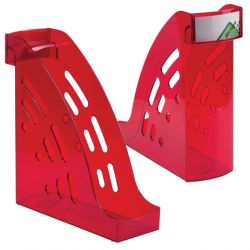 Лоток вертикальный для бумаг СТАММ "Торнадо" (255х300 мм), ширина 95 мм, тонированный темно-красный, ЛТ407